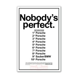 Poster Nobody`s Perfect. 1983 Porsche