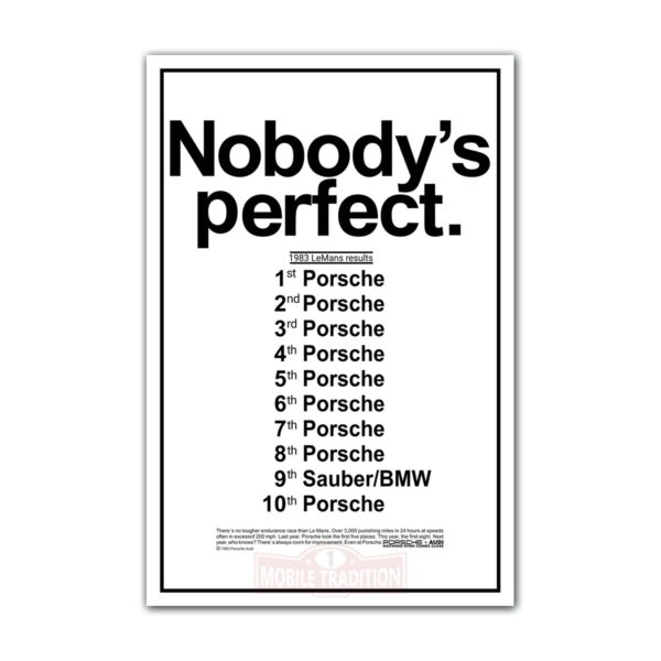 Постер Nobody`s Perfect. 1983 Porsche Poster Nobody`s Perfect. 1983 Porsche